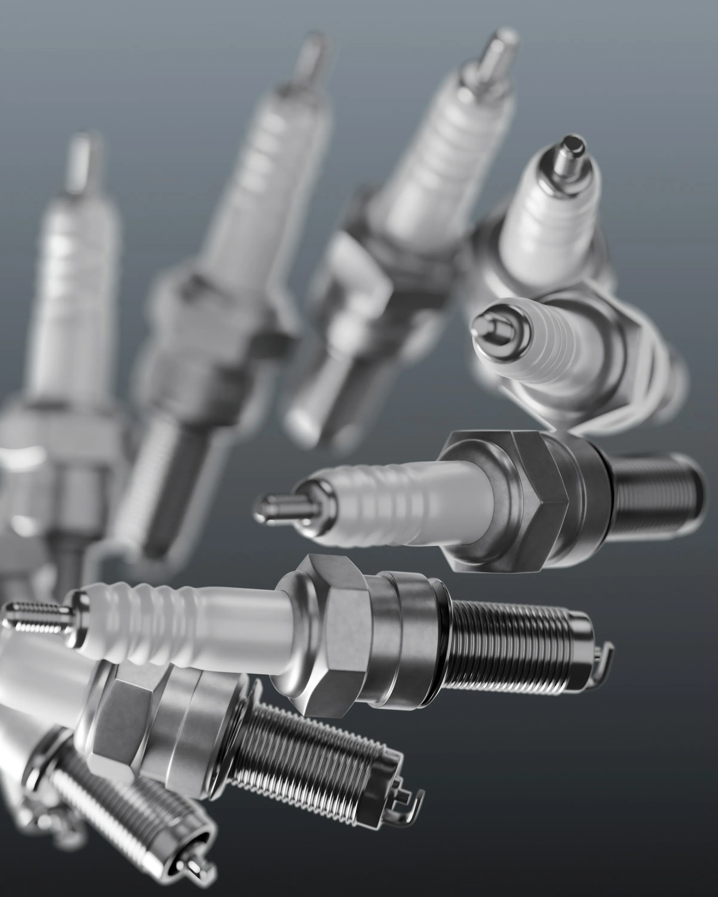 Several metal spark plugs